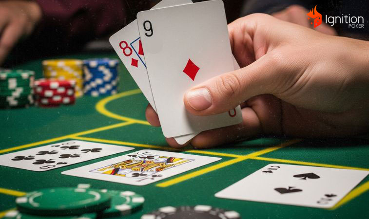 Straight Draw poker Uma mão com as cartas 8 e 9 frente a um flop com 8, J e 2