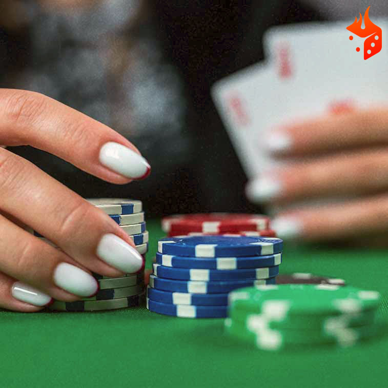 poker stack add Mujer separando fichas de poker para apostar