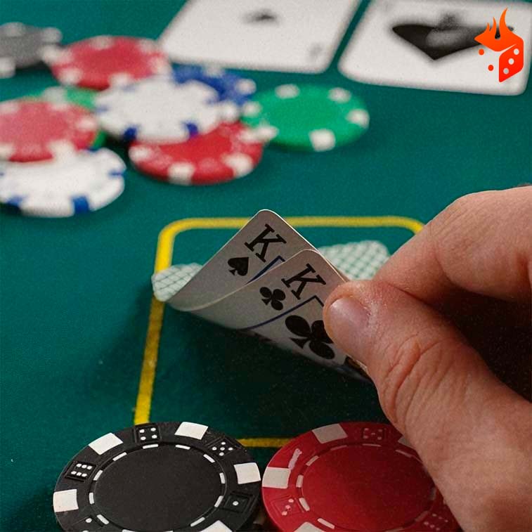 cartas baccarat variantes Mesa de Baccarat com uma pessoa segurando duas cartas de poker e duas fichas