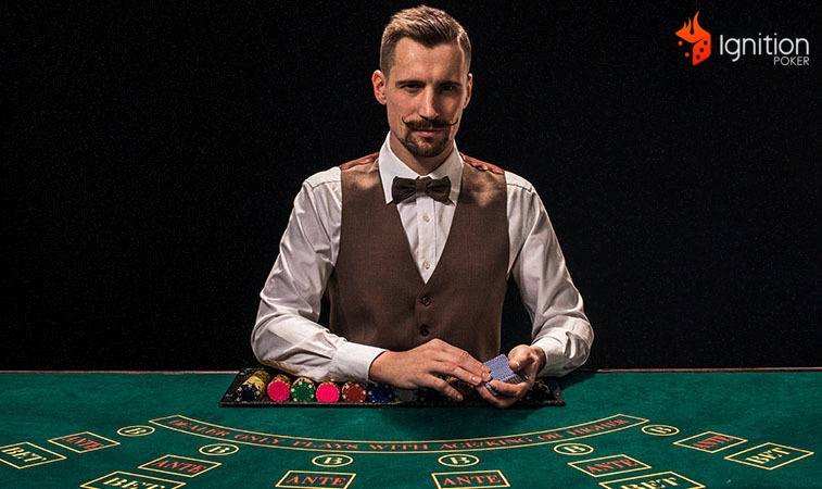 crupier inicio partida Crupier iniciando rodada de poker