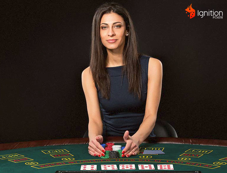 dealers ao vivo Dealer na frente de uma mesa