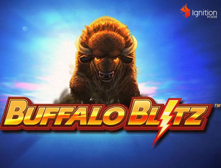 buffalo blitz slot gráfica con búfalo y logo de Buffalo Blitz