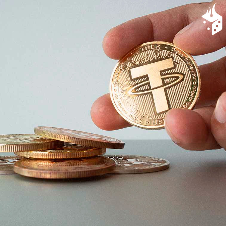moneda tether cripto Mano segura moneda que representa USDT