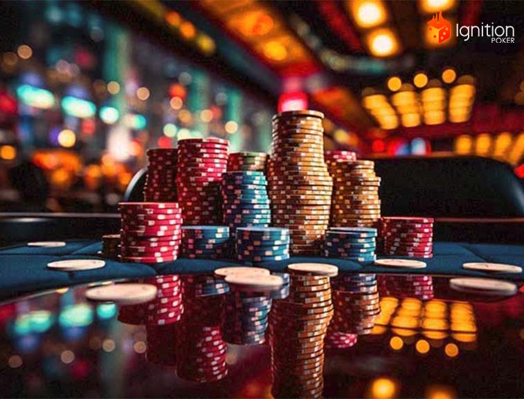 tipos odds omaha Fichas de casino sobre mesa
