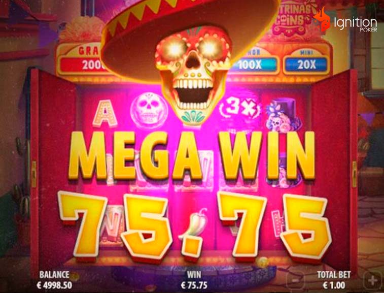 catrinas coins slot Pantalla del juego Catrina’s Coins en combinación vencedora.
