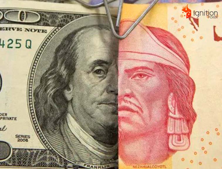 dolar peso moneda Billete de 100 dólares junto a billete de 100 pesos mexicanos