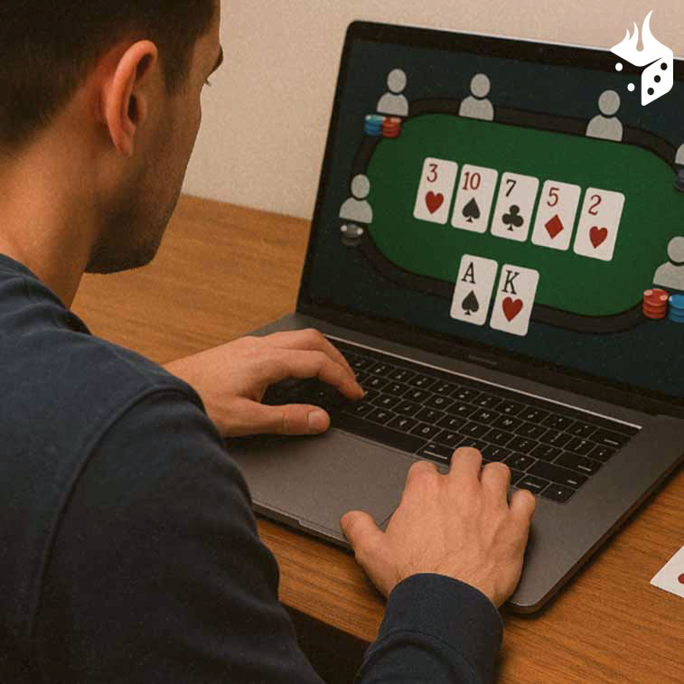 jugador poker online 3 Persona jugando poker en computadora