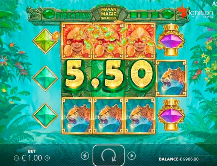 mayan magic wildfire Pantalla de la slot Mayan Magic Wildfire con símbolo wild