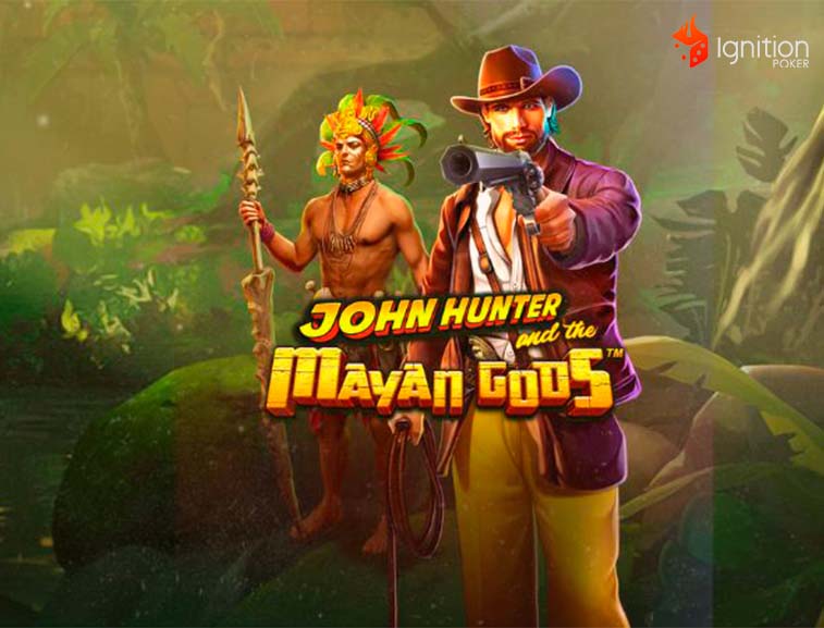 slot John Hunter Personajes del slot John Hunter and the Mayan Gods y el logo del juego