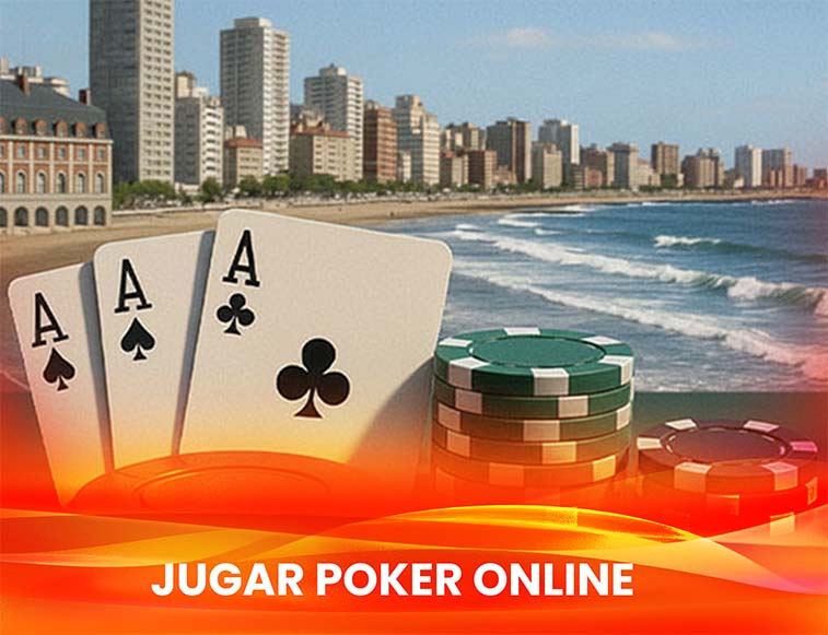 mar del plata Ciudad de Mar del Plata con cartas y fichas de poker