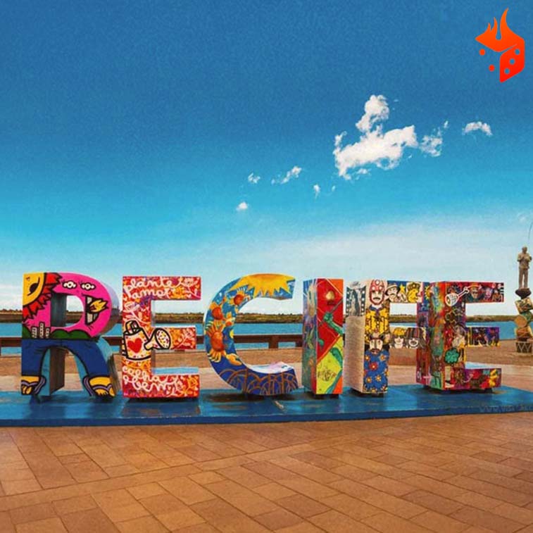 turismo recife pernambuco Letreiro de Recife na Orla da praia de Boa Viagem