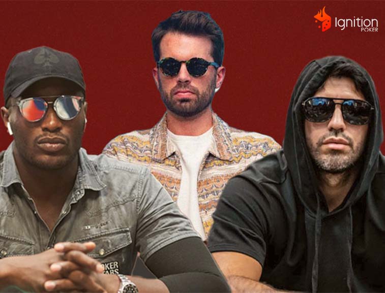 jugadores poker face Tres hombres con anteojos
