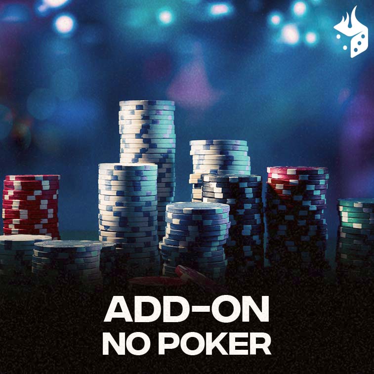 poker add on fichas de poker empilhadas com uma frase escrito “Add-On no Poker”