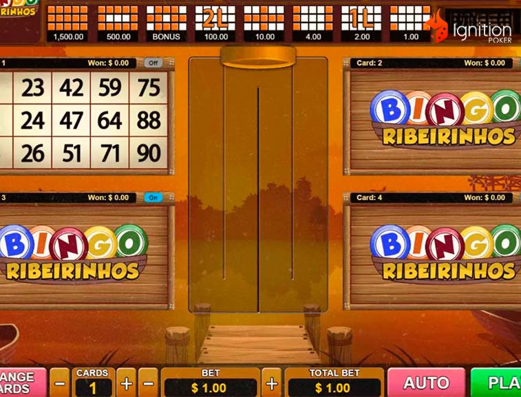 jogar bingo riberinho Tela do jogo com as cartelas do Bingo Ribeirinho.