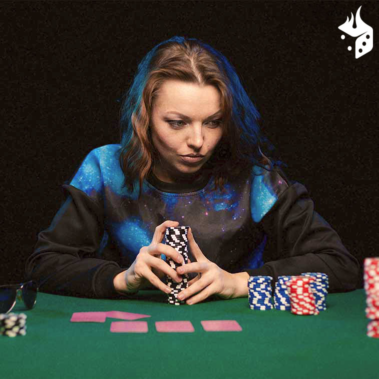 jugadora poker casino Jugadora de poker con fichas en mano