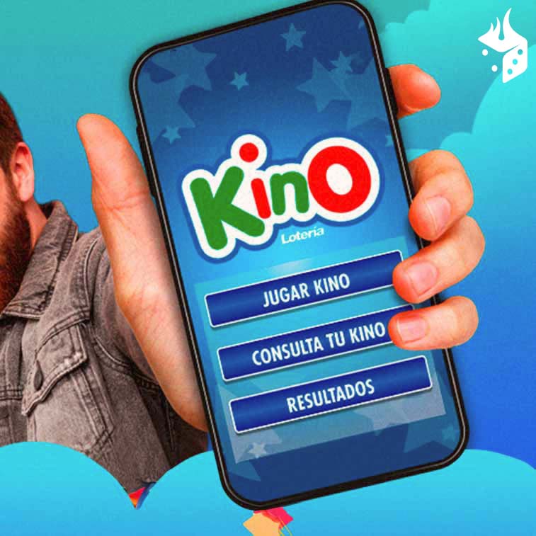 jugar loteria kino Persona sosteniendo el celular con el logo de la Kino en la pantalla