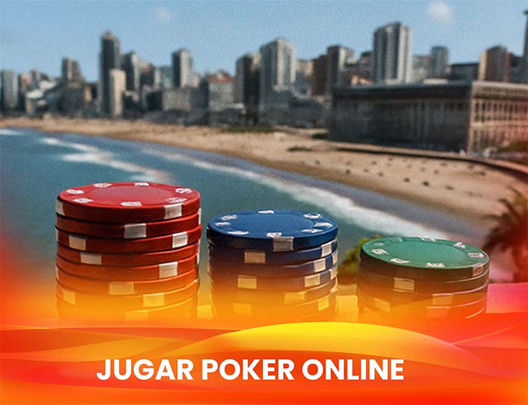 Ciudad de Mar del Plata con fichas de poker